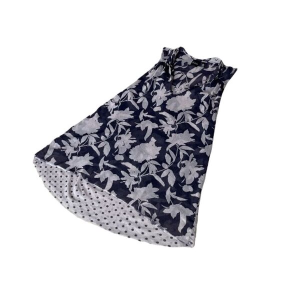 BLACK LABEL SAKS FIFTH AVENUE - Sheer Nylon Floral/Polka Dot Top (S) in Brown - Picture 3 of 6